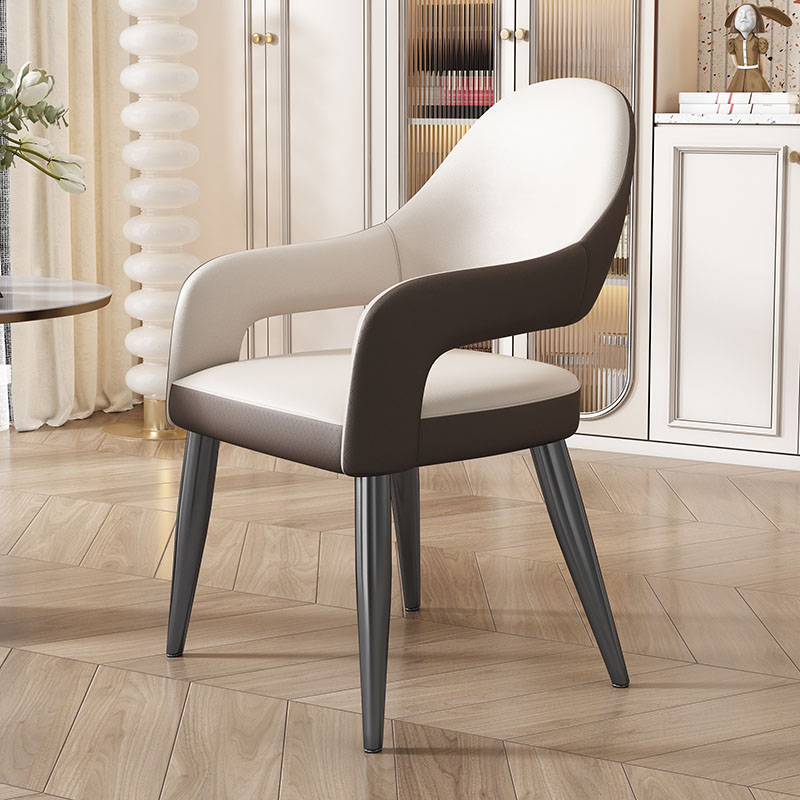 Faux Leather Arm Chair with Standard Back and Metal Legs in Gray for Kitchen & Dining - image 6