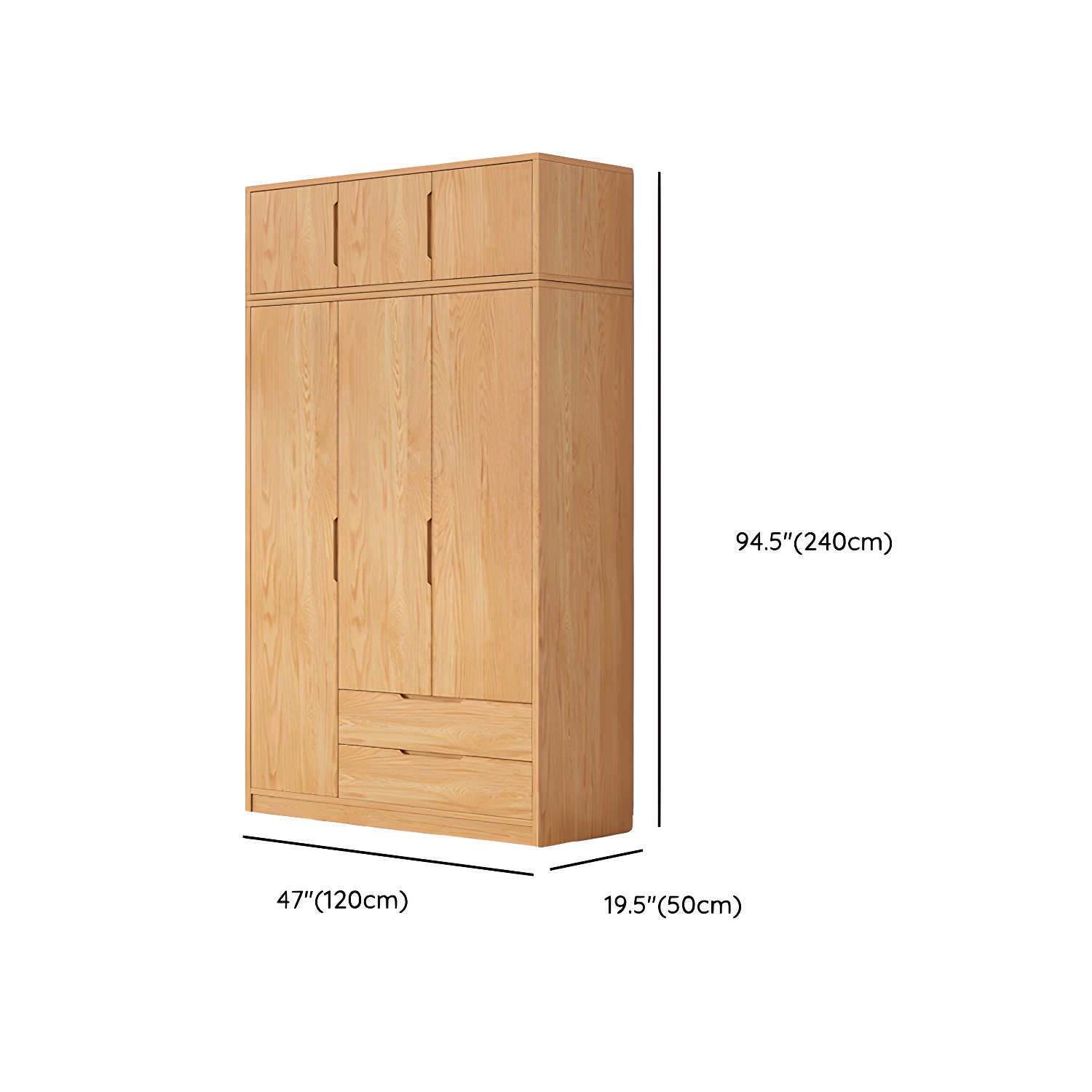 Modern Natural Wood Wardrobe Armoire with Sliding Doors, Drawers, and Shelves - image 117
