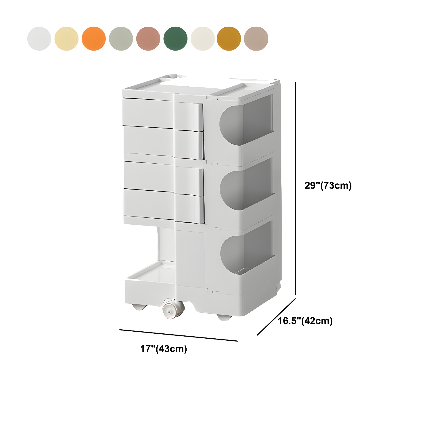 Modern Plastic Night Table Open Storage Night Stand with Wheels - image 24