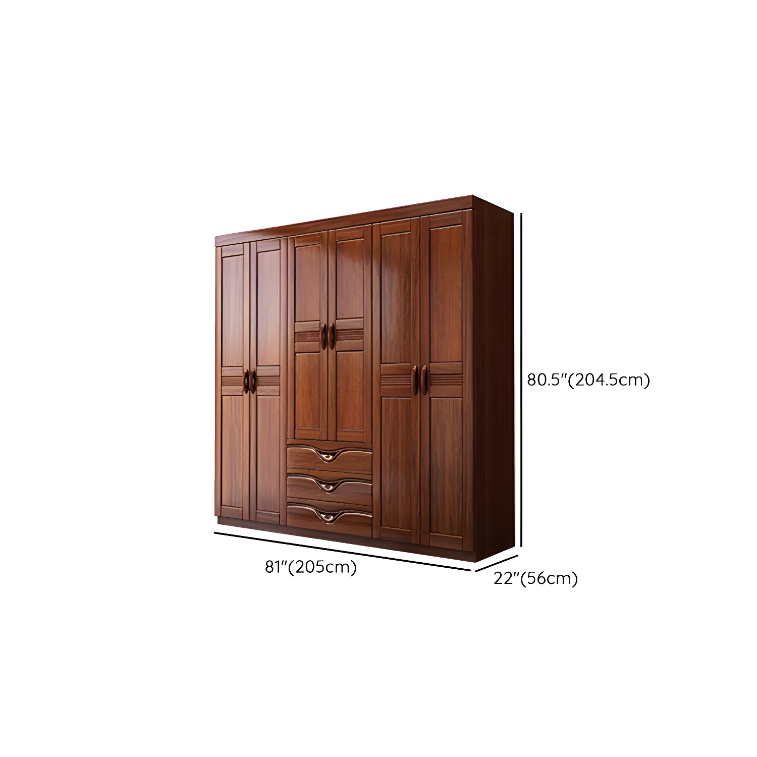Wood Brown Rustic Wardrobe Armoire with Drawers & Shelves, Walnut Finish - image 28