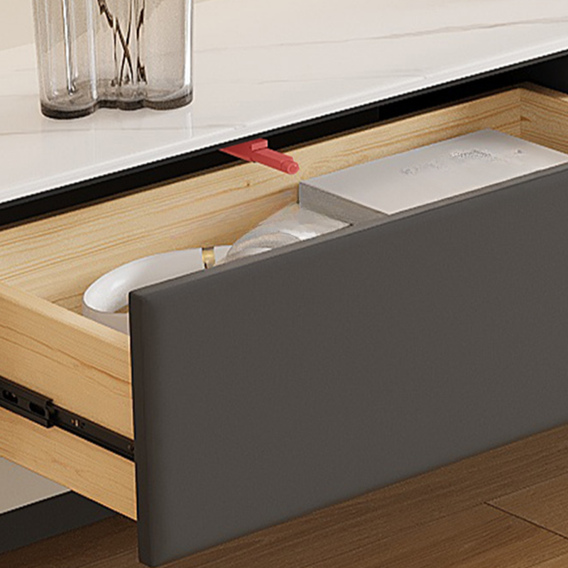 Art Deco Stone Rectangular TV Stand with 2 Drawers and 2 Cabinets Featuring Cable Management - image 9