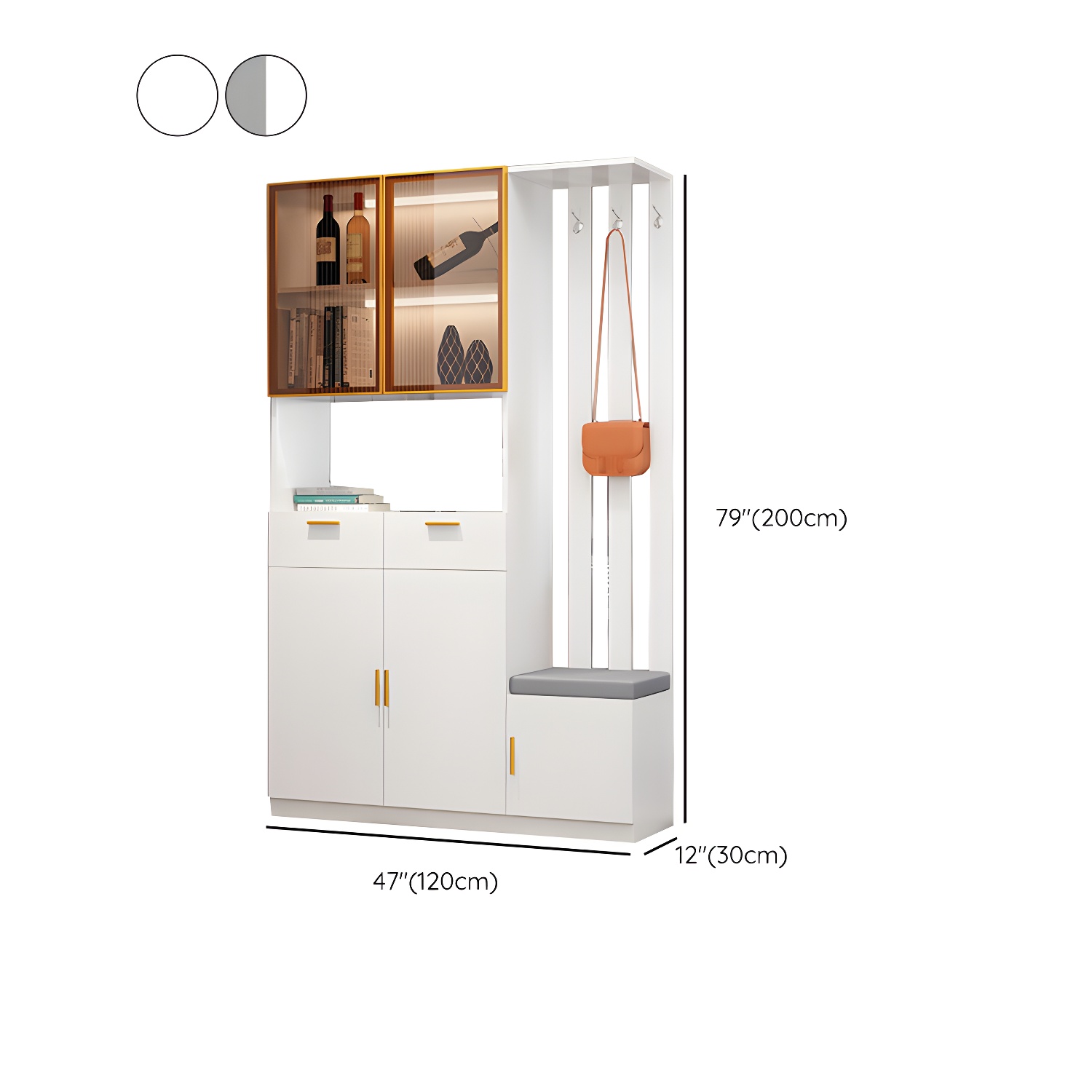 Contemporary Rectangle Wooden 11.81" Wide Accent Cabinet with Drawer - image 17