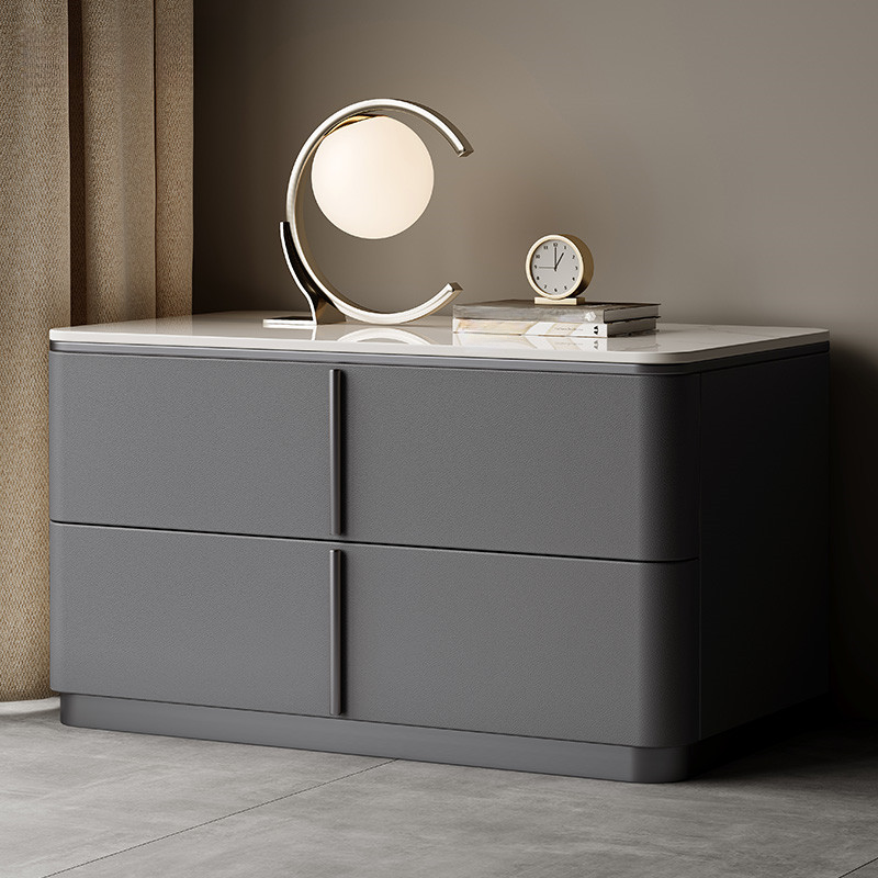 Modish Drawer Storage Bedside Table with 2 Drawers and Sintered Stone Countertop - image 6