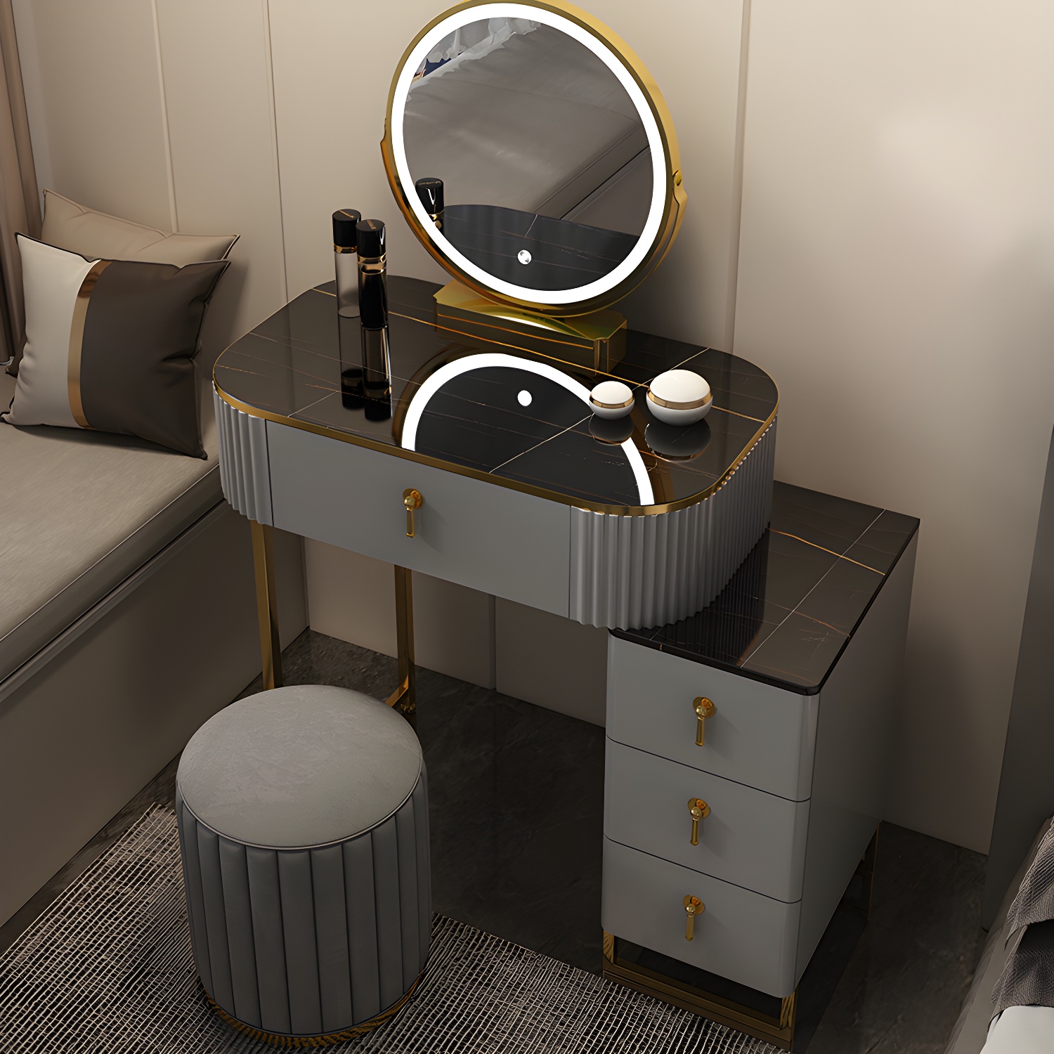 Contemporary Makeup Vanity Desk Table 29.9" H Bedroom Makeup Counter - image 7