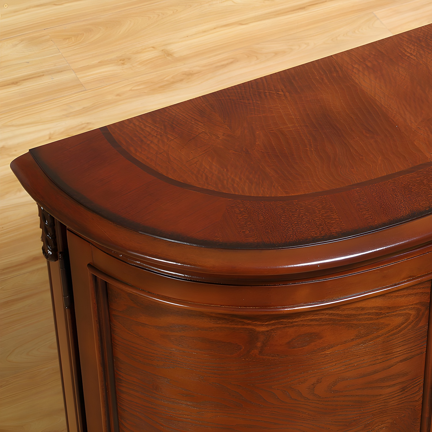 Traditional Style Wood Sideboard Credenza with 4 Cabinets and Drawers and 3 Interior Shelves - image 4