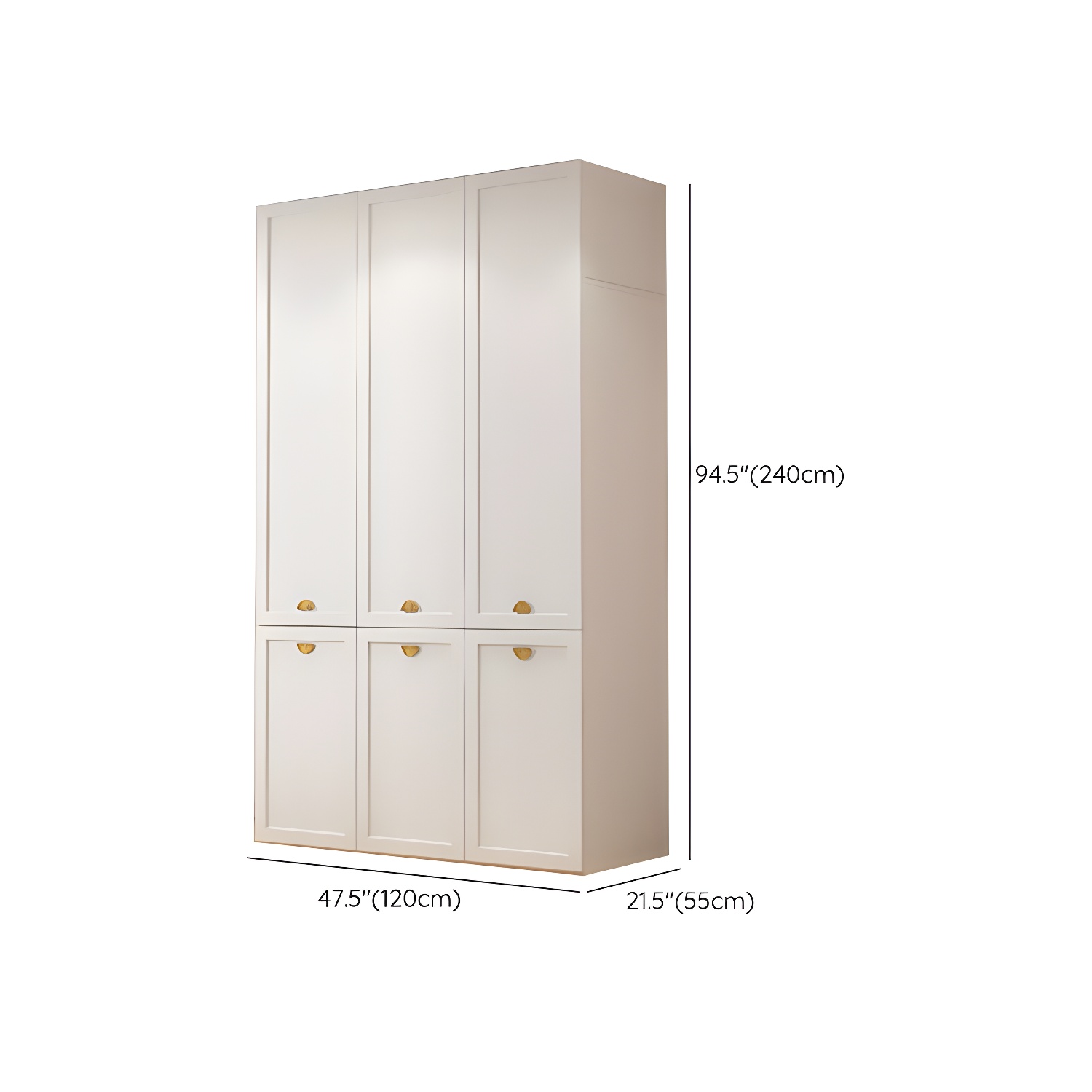 Modern Solid Color Shelves Hinged Doors Cloth Rod Included Cabinet in Beige - image 27