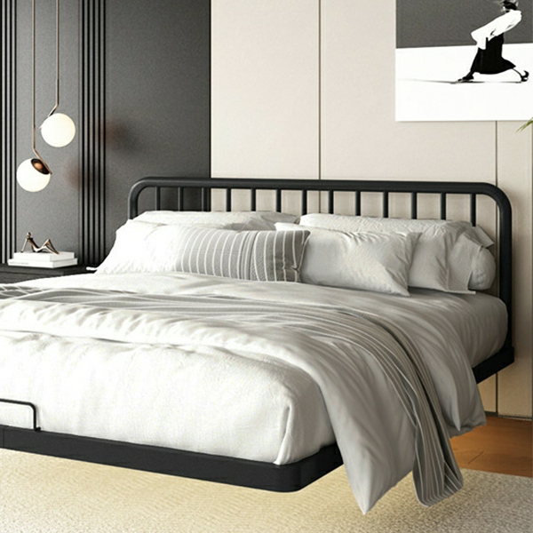 Modern Iron Open-Frame Bed with Solid Color, Metal Slats, and Legs Included - image 10