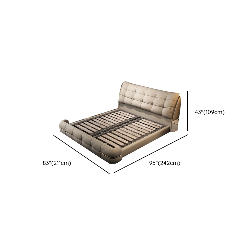 Beige Solid Color Storage Bed/Platform Bed with Pine Wood Frame for Living Room - image 10