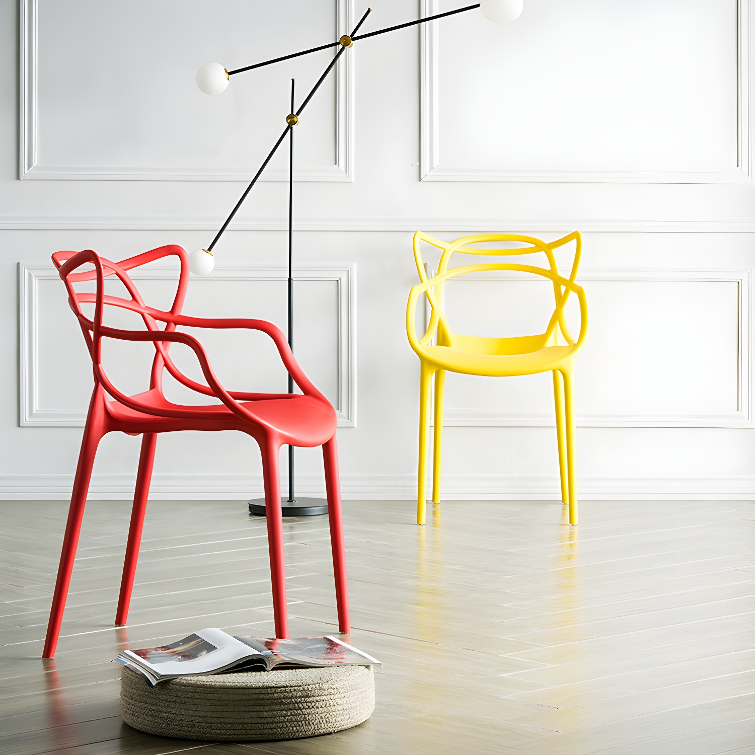 Open Back Dining Arm Chair Modern Indoor-Outdoor Plastic Chair - image 9