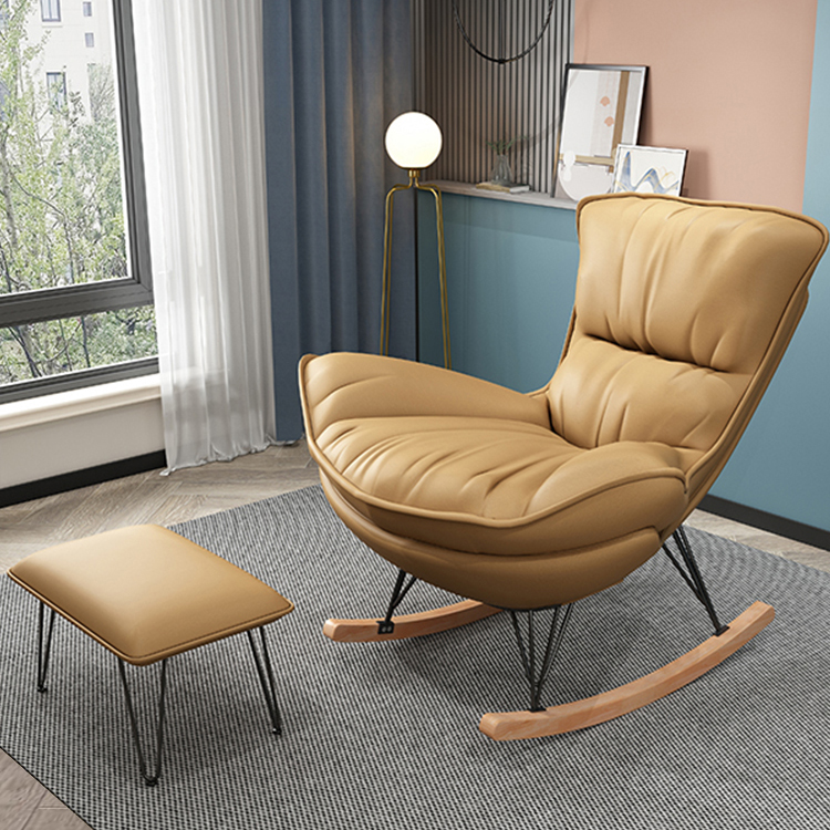 Elegant Upholstered Rocking Chair with Natural Wood Legs - Modern Style for Chic Home Decor - image 18
