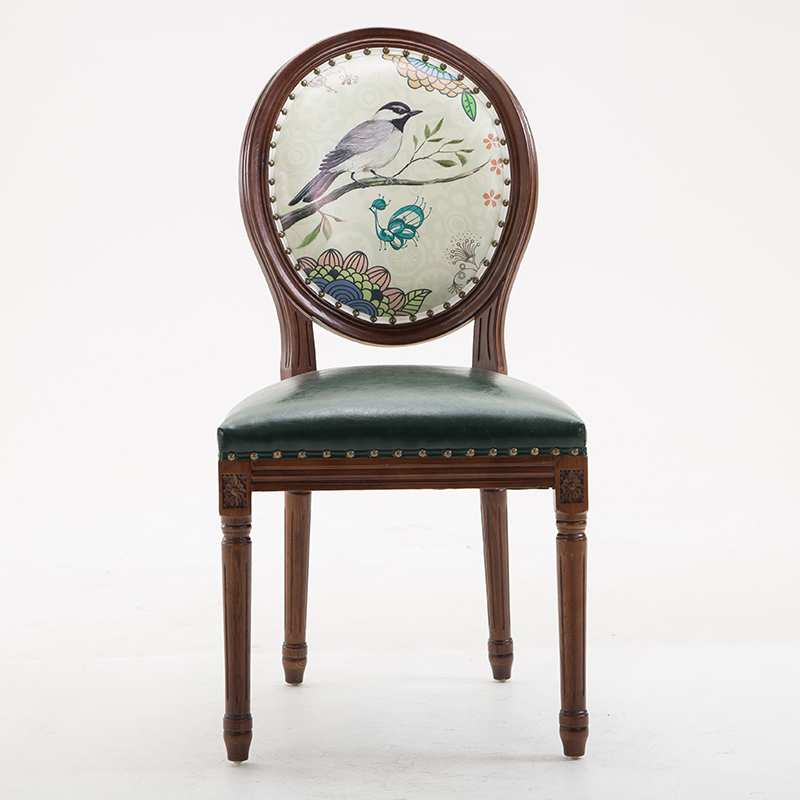 French Sturdy King Louis Back Upholstered Arm Chair/Side Chair with Nailhead Accent, Foot Pads and Weathered Wood Base - image 9