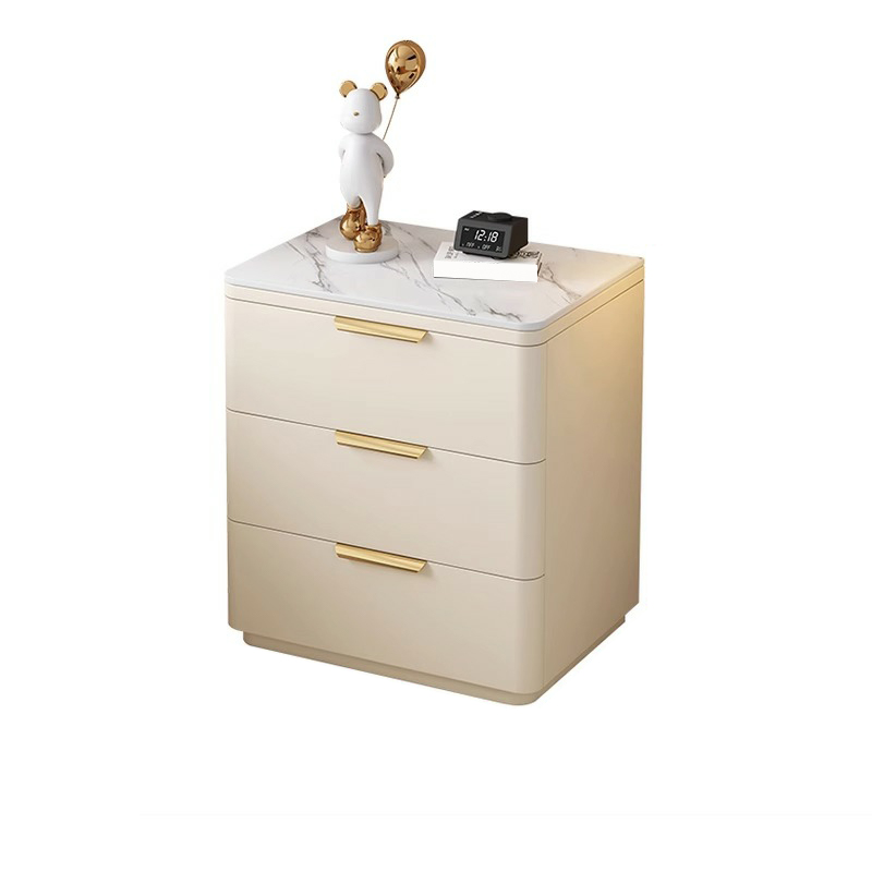 Modern 3 Drawers Nightstand with Slate Countertop and Gold Handles for Bedroom - image 10