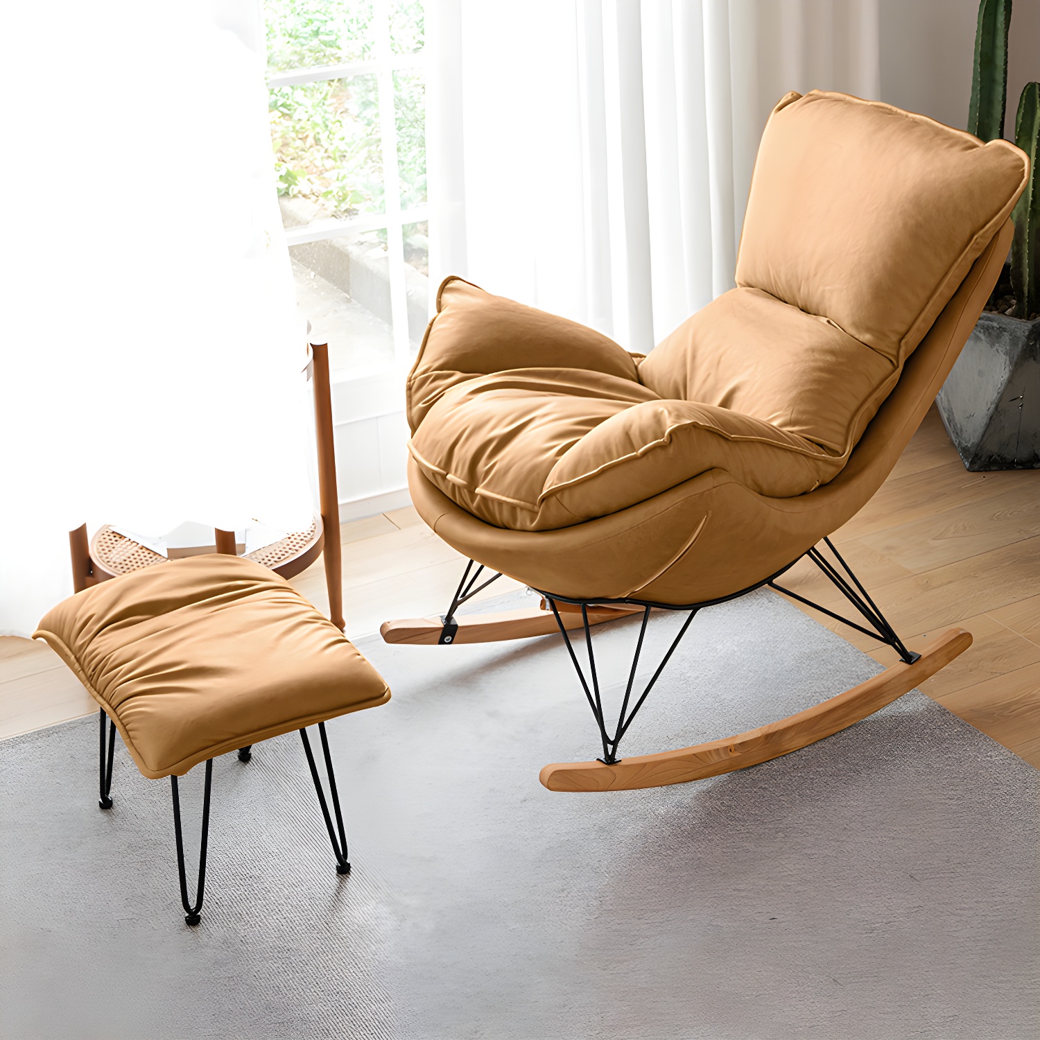 Modern Rocking Chair Solid Wood Rocker Chair with Light Legs - image 6