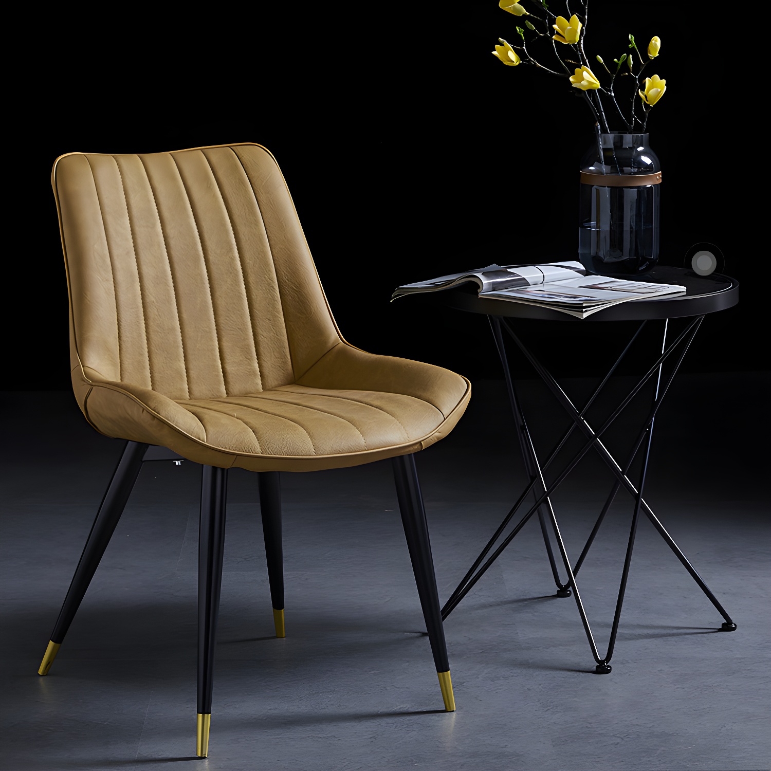 Scandinavian Leather Restaurant Side Chair Matte Finish Parsons Dining Chair - image 23