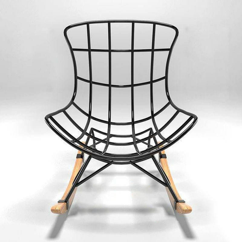 Modern Upholstered Rocking Chair with Natural Wood Legs and Arms, Complete with Ottoman - image 13