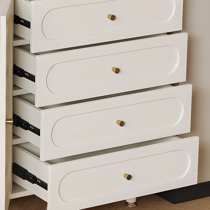Chalk Modish Composite Wood Console Dresser with 5 Drawers and Hutch, 3 Interior Shelves, Horizontal - image 4