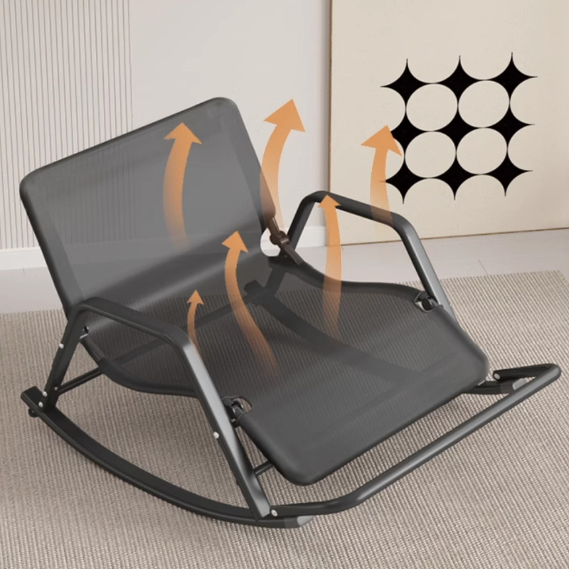 Black/Grey/Cerulean Simple Upholstered Rocking Seat for 2 with Padded Track Arm - image 15