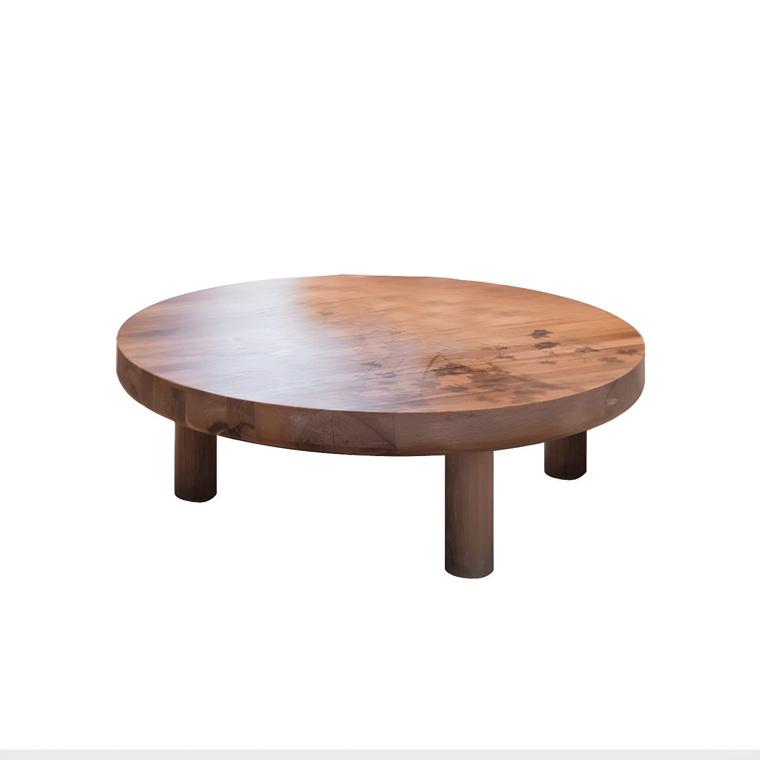3 Legs 1 Single Coffee Table Solid Wood Brown Cocktail Table - image 5