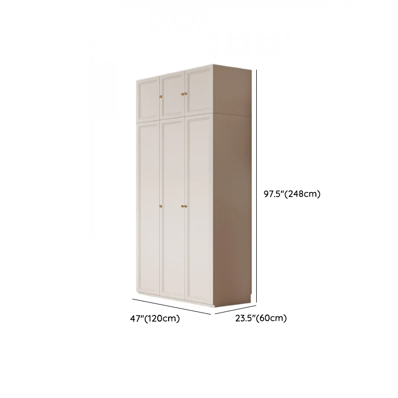 White Minimalist Manufactured Wood Wardrobe Closet with Soft Close Drawer, Interior Shelves, and Clothing Rod - image 10