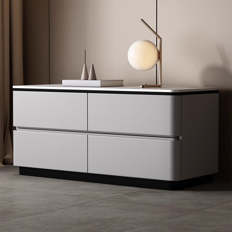Modish Nightstand With Drawer Organization with 4 Drawers and Stone Tabletop - image 5
