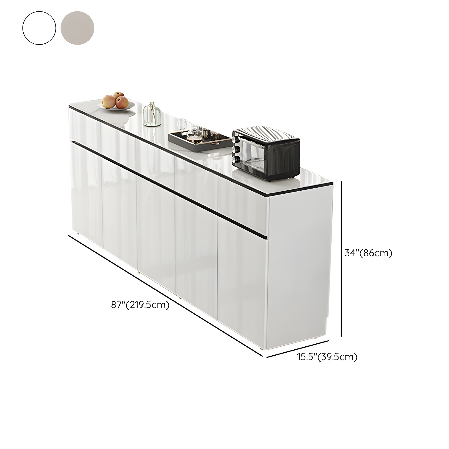Contemporary Glass Top Sideboard Cabinet with Drawer for Living Room - image 23