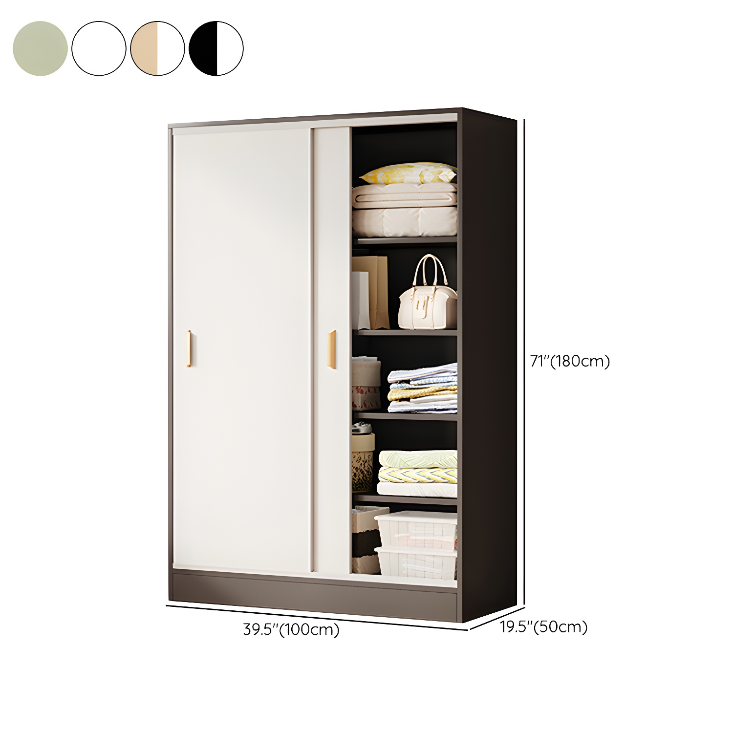 Contemporary Freestanding Wardrobe Armoire Wood Sliding Doors Wardrobe - image 18