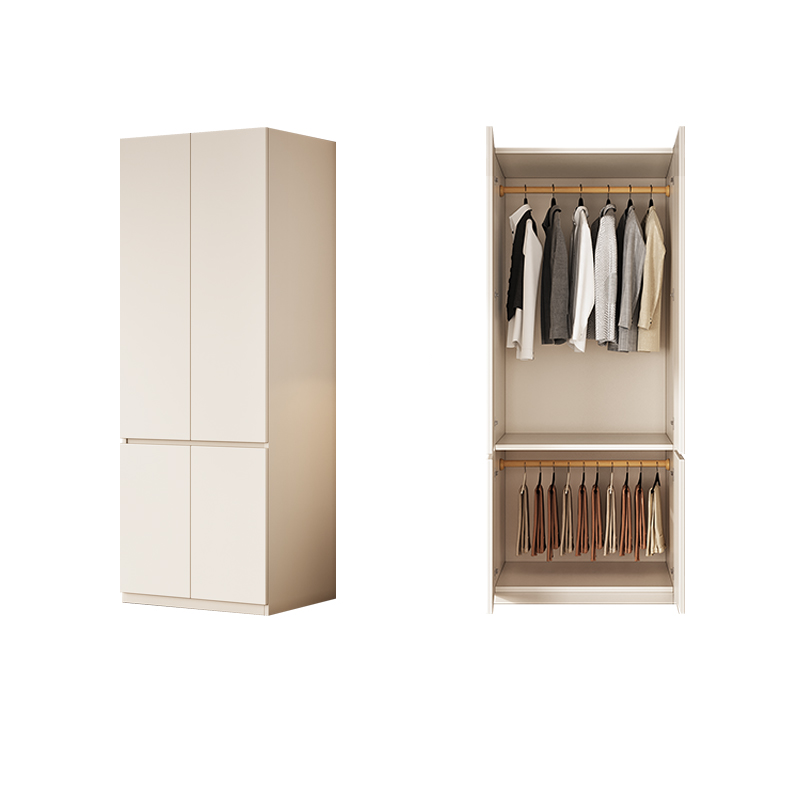 Modish Manufactured Wood Independent Armoire Cabinet with Soft Close Drawer, Soft Close Door, Interior Shelves, and Clothing Rod