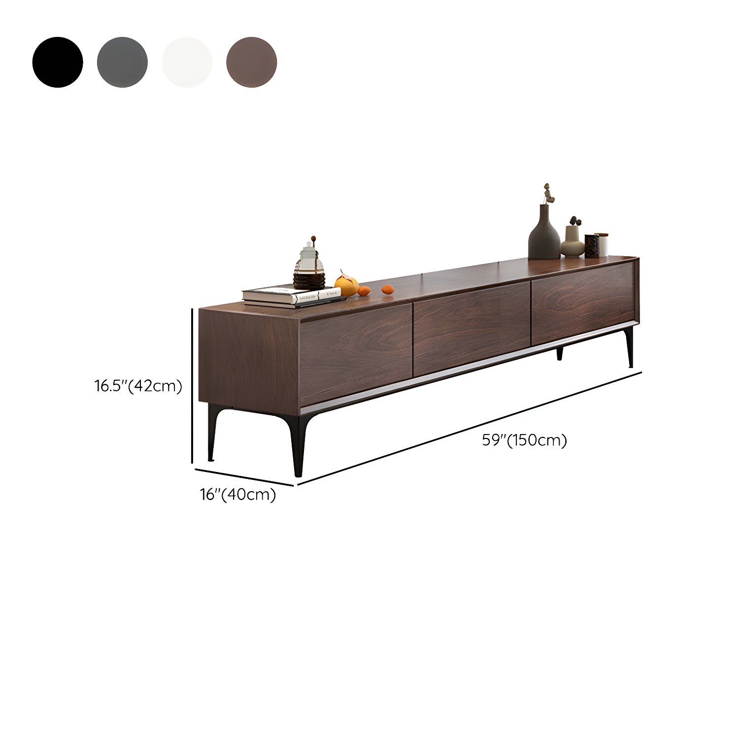 Scandinavian Style Wood TV Stand with Cable Management, Drawers Included - Low Height and With Legs - image 16