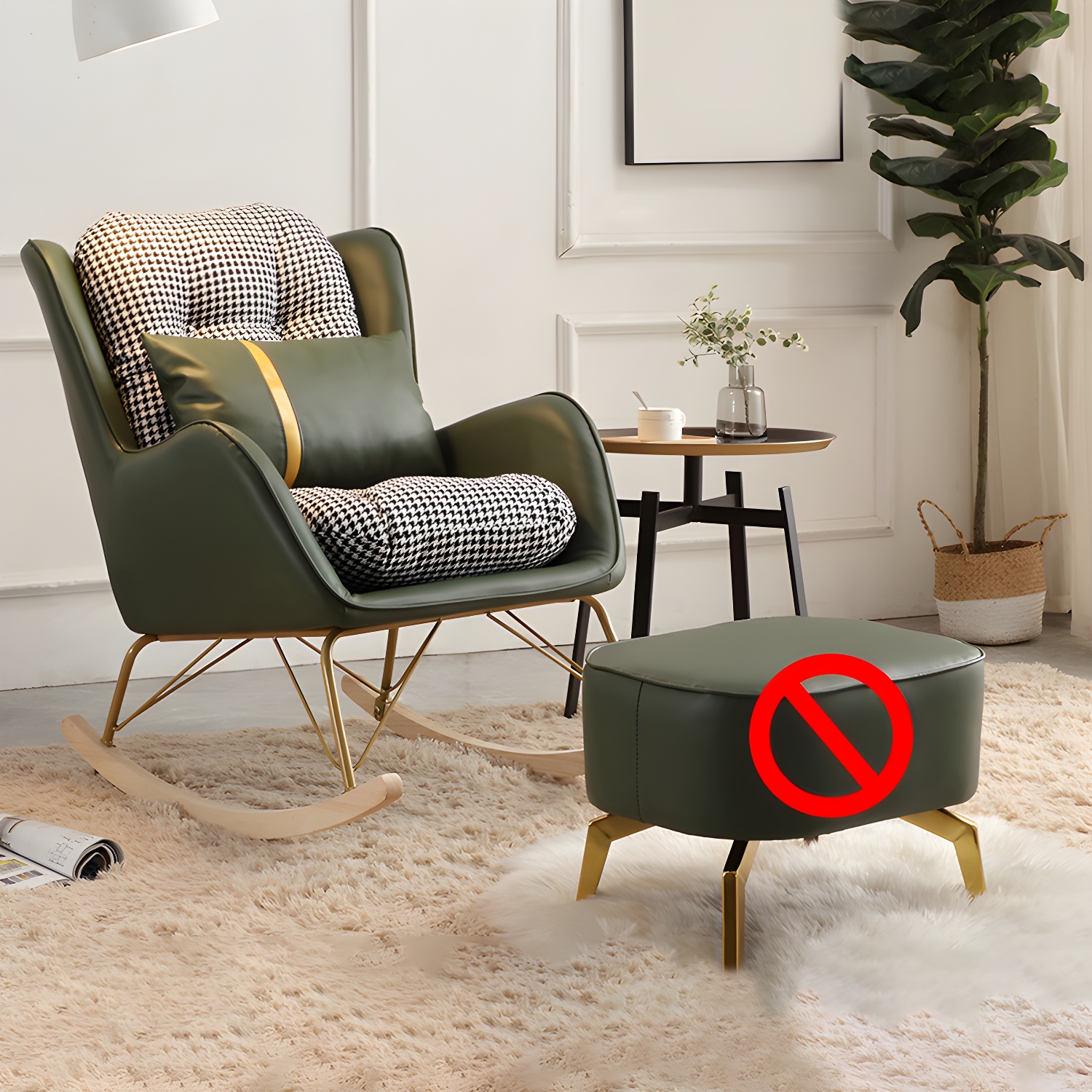 Modern Rocking Chair Metal Frame Doll Cotton Filling Spindle Rocker Chair - image 14