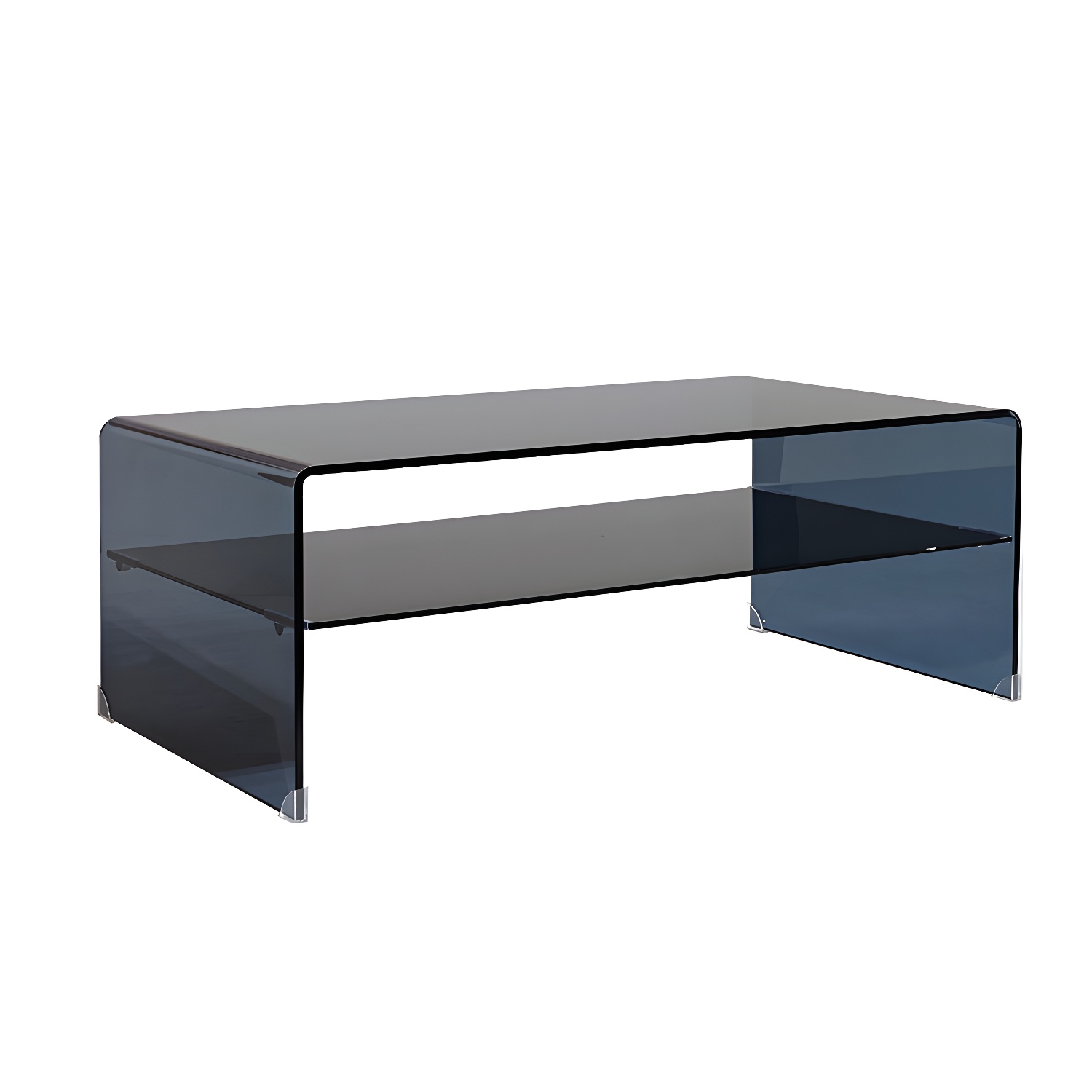 Sled Single Coffee Table Glass Modern Black/White Rectangular Cocktail Table - image 6