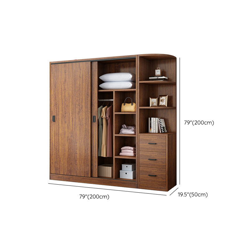 Modern Wooden Wardrobe Armoire with 3 Clothing Rods and Interior Shelves - image 18
