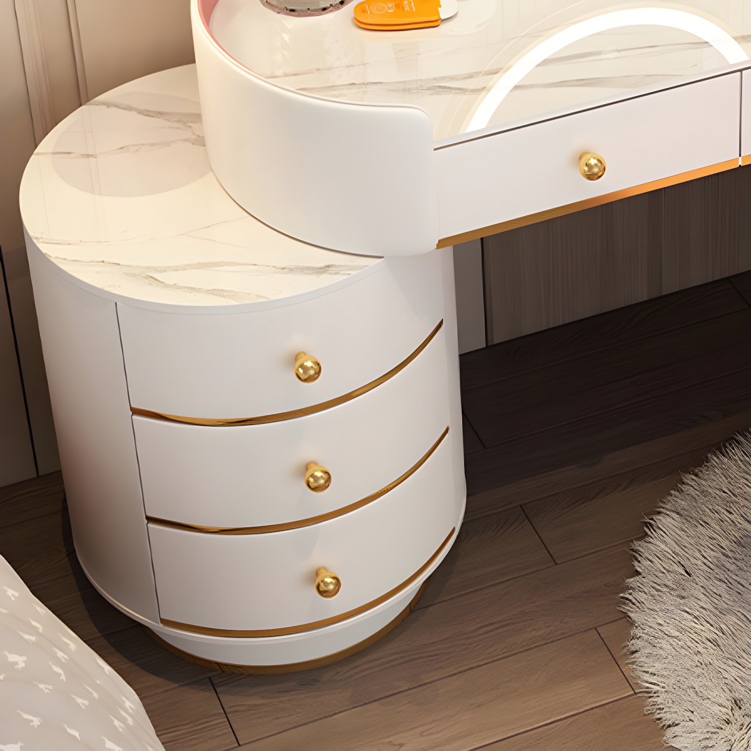Wooden Makeup Vanity Desk Bedroom Dressing Table Stool Set with Drawer - image 12