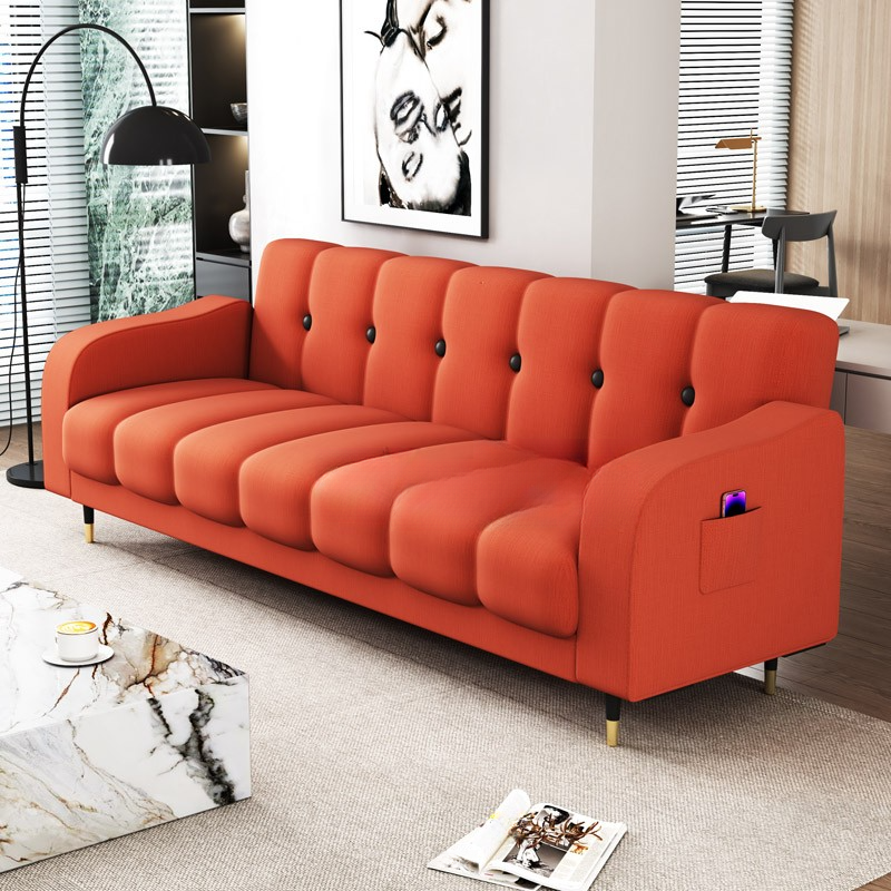 Contemporary Modern Solid Color Scratch-durable Convertible Sofa in Pu Leather with Midnight Black/Gray/White Upholstery, Seats 3/2-seater, with Receptacle Storage - image 8