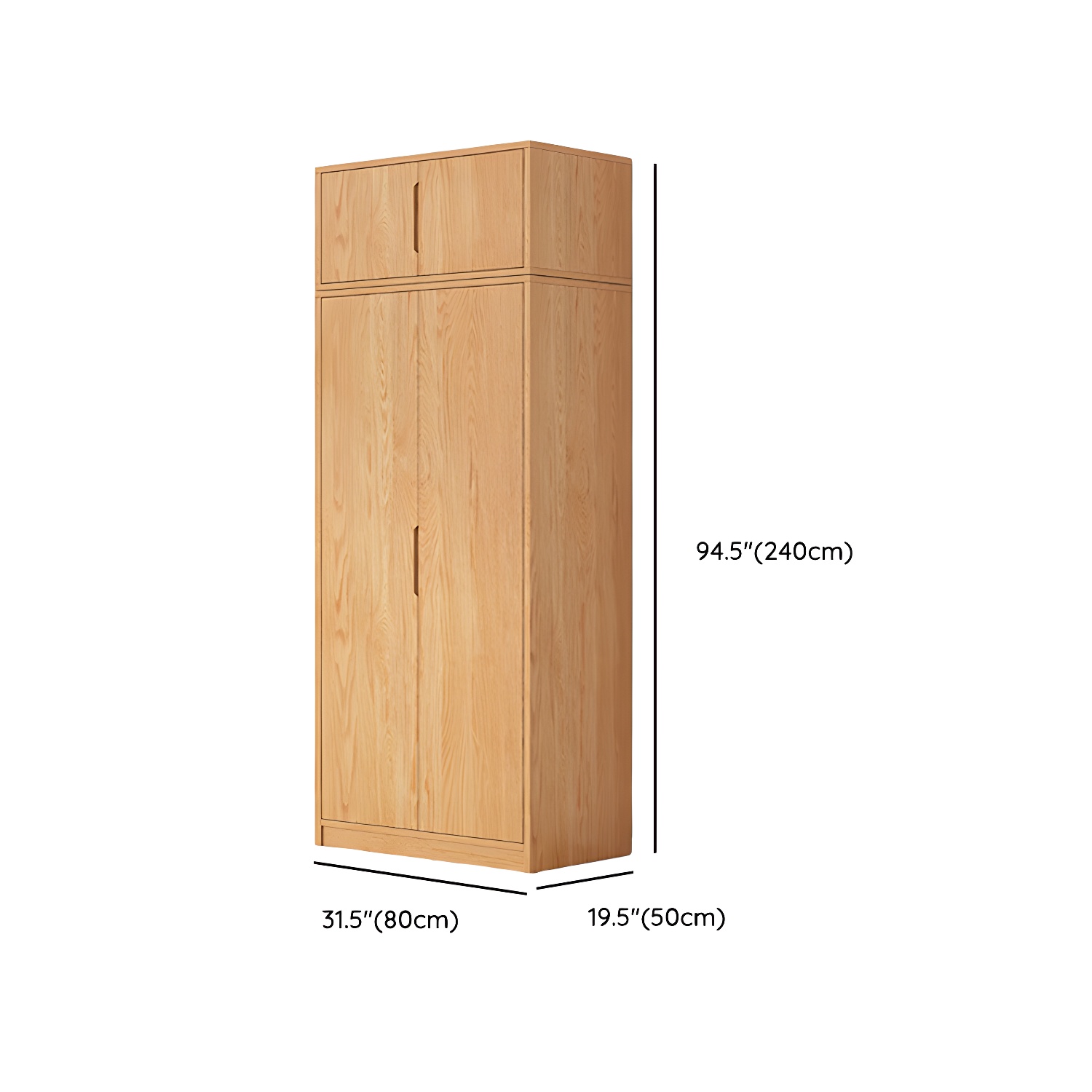 Modern Natural Wood Wardrobe Armoire with Sliding Doors, Drawers, and Shelves - image 116