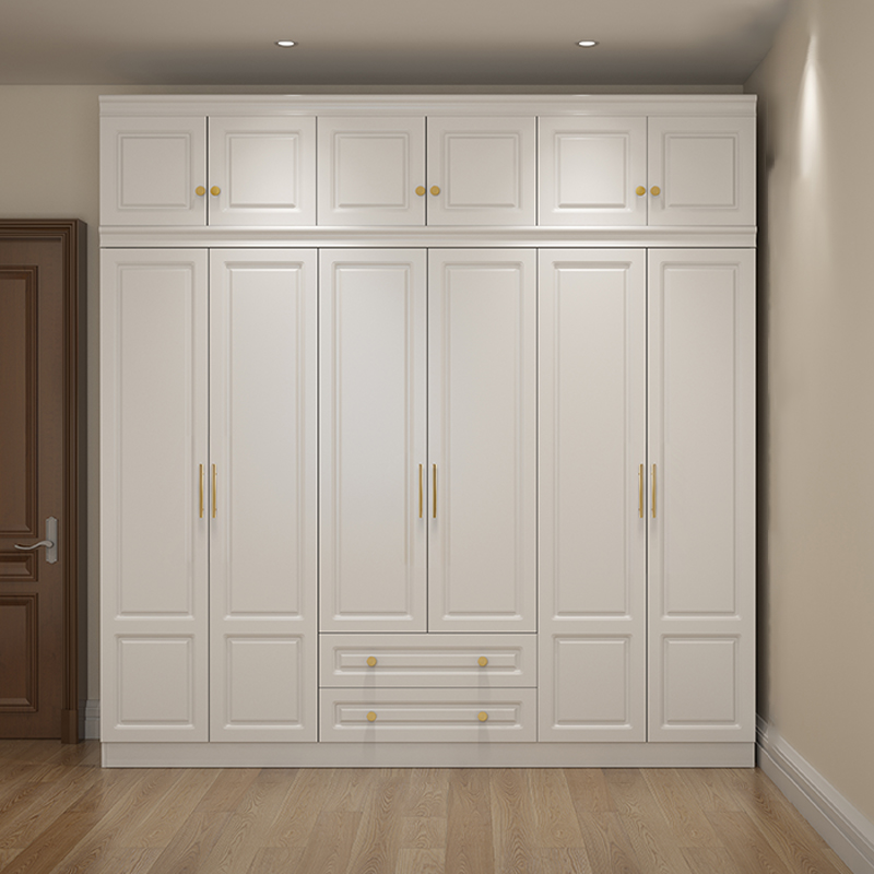 Art Deco Chalk Manufactured Wood Free Standing Interior Shelves Wardrobe with Soft Close Drawer and Hanging Rod - image 7