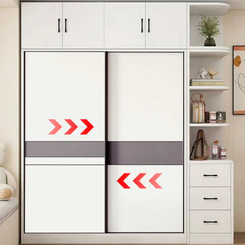 White Minimalist Manufactured Wood Independent Wardrobe Closet with 3-Drawer, Soft Close Door, and Interior Shelves