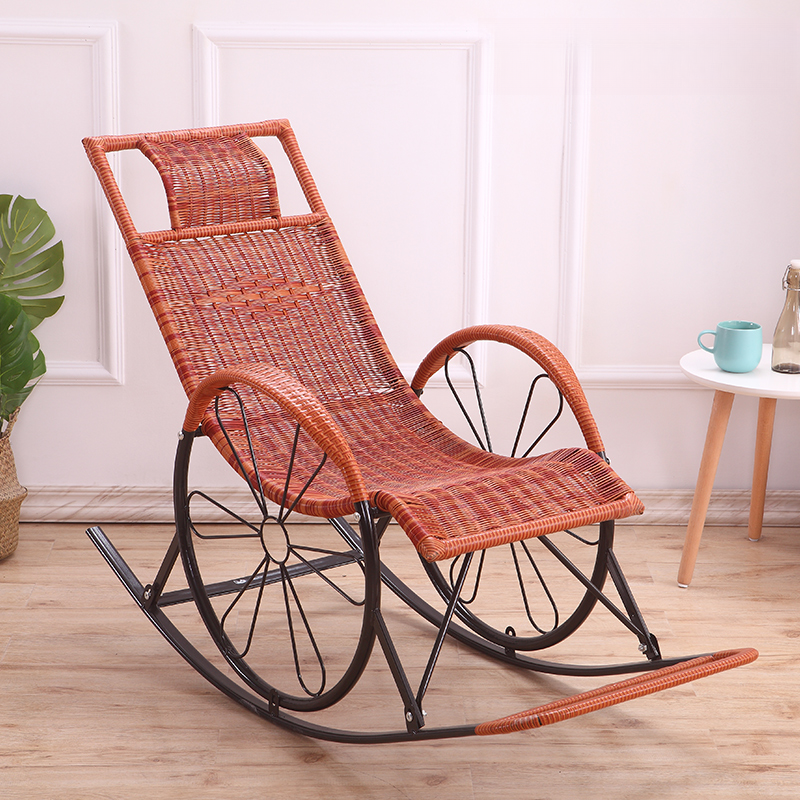 Ergonomic Wicker Front Porch Rocking Chairs with Rear Back, Stationary - image 17