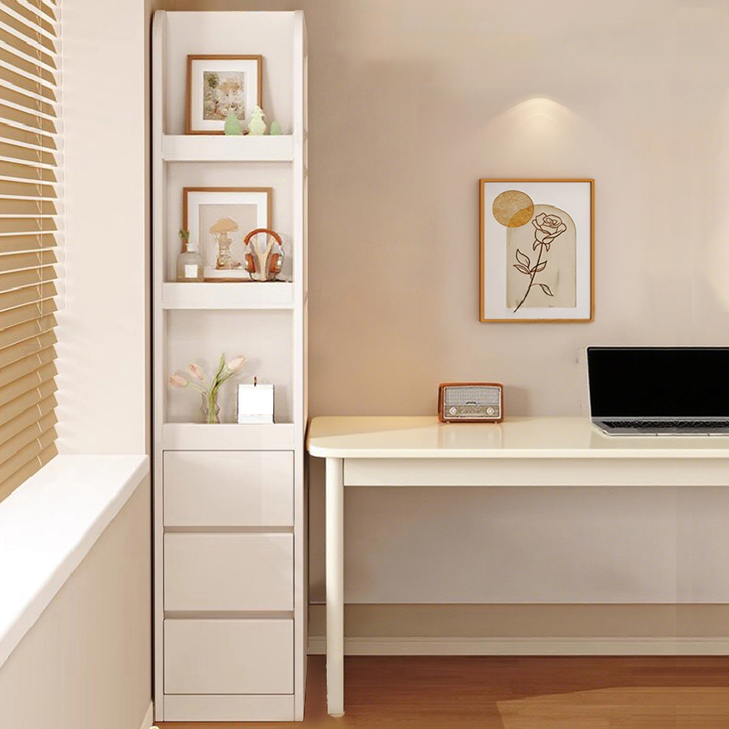 Modern Simple Style Rectangular Detached Decorative Cabinet with 3 Exterior Shelves, Composite Wood Countertop in Chalk, and Soft Close Drawer - image 4