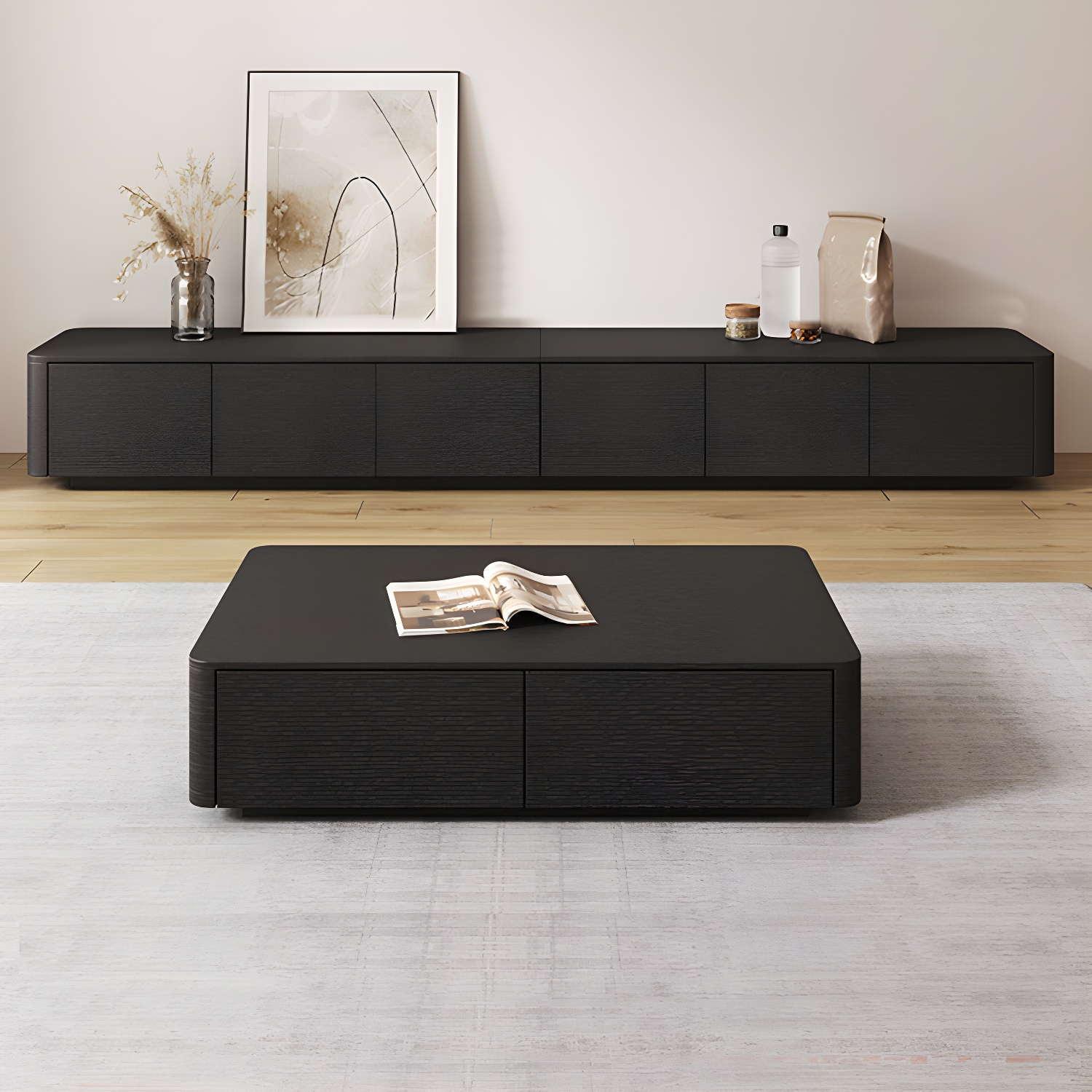 3 / 4 Drawers Modern TV Console 16" D Closed Storage Wooden TV Stand - image 13