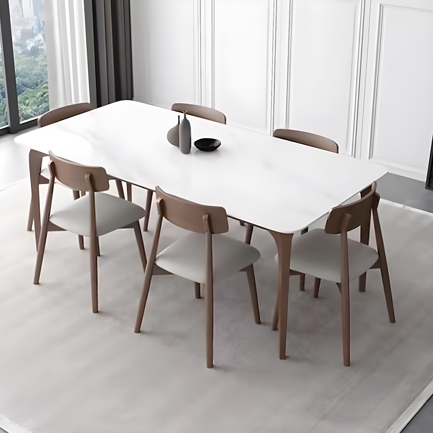 Modern 1/4/5/6/7 Pieces Dining Set Rectangle Stone Dining Table for Kitchen - image 3