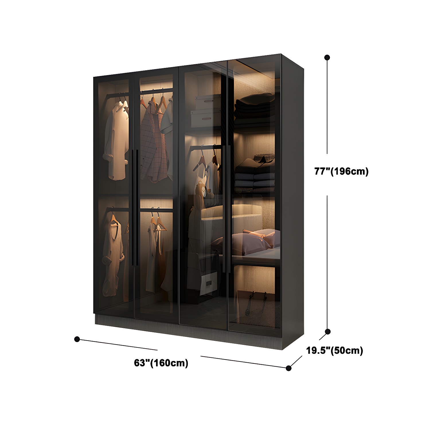 Contemporary Glass Wardrobe Soft Close Door Wardrobe Closet for Bedroom - image 18