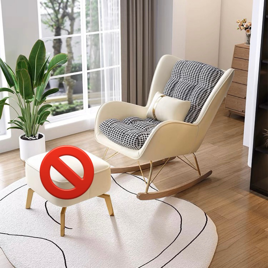 Trendy Cocoa/Lime Green/White Upholstered Rocking Chair Couch 2 Piece Set with Track Arm & Ottoman, Scratch-defiant - image 7
