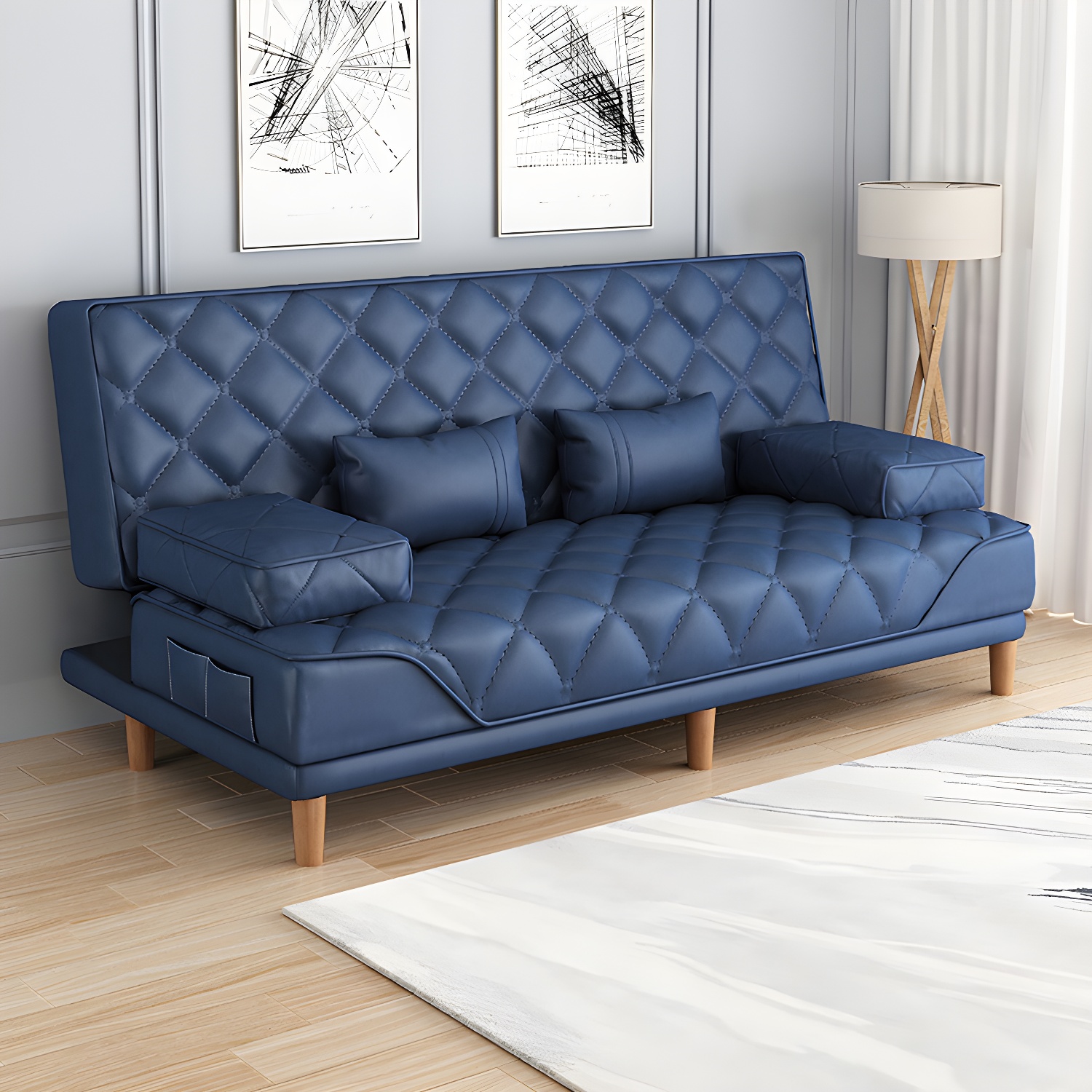 Contemporary Tight Back Convertible Sofa and Chaise with Pillow Top Arm - image 3