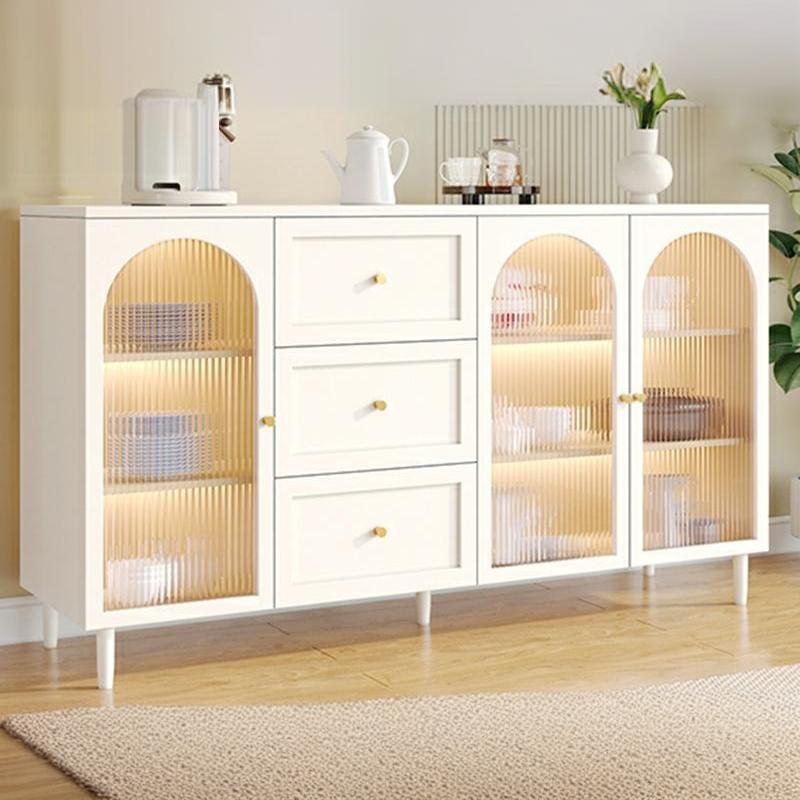 White Modern Sideboard Credenza with Cabinets and Reserve Installation Holes, Full Assembly Required - image 9