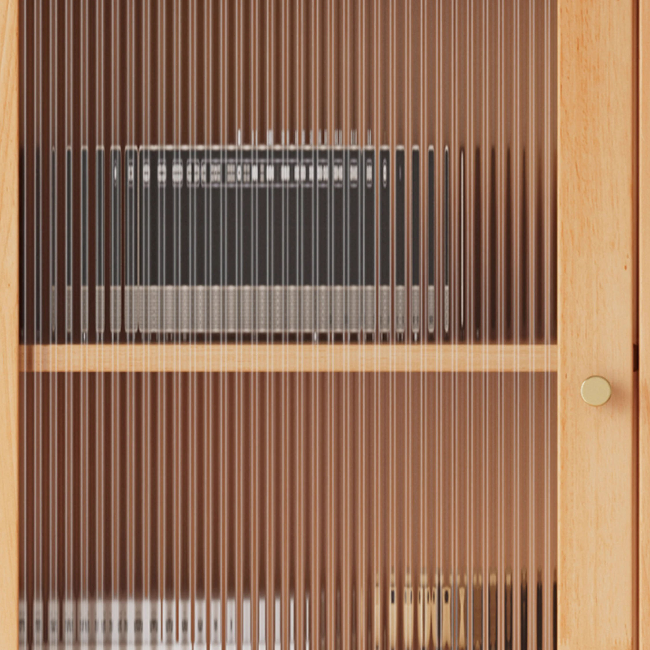 Scandinavian Solid Wood Accent Cabinet with Glass Door, 1 Cabinet and 2 Drawers for Living Room - image 9