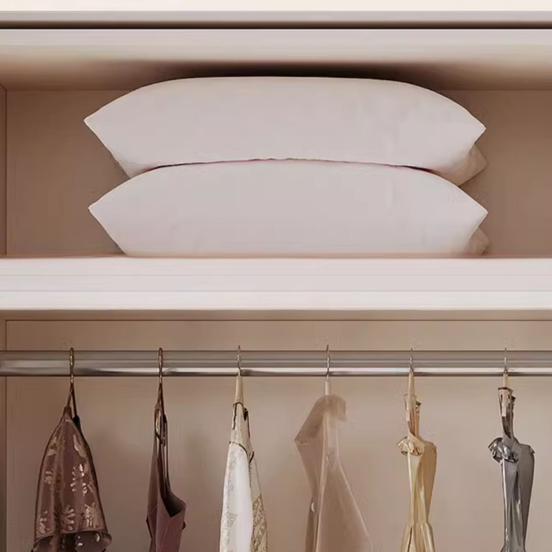 Contemporary White Engineered Wood Cabinet Armoire with Multiple Drawers, Interior Shelves, and Hanging Rod - image 7