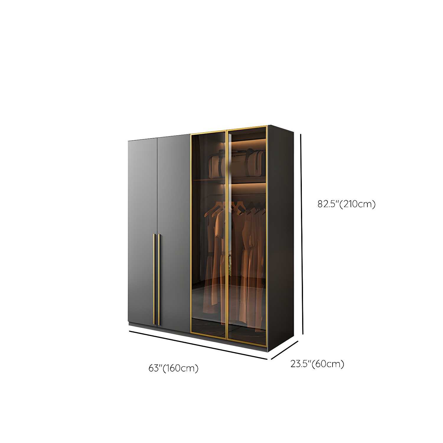 Modern Glass Wardrobe Wardrobe Armoire Wardrobe Cabinet for Home - image 13