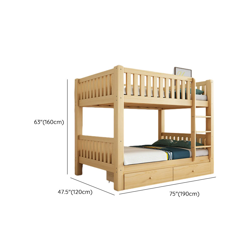 Timber Wood Color Bunk Bed with 2 Storage Boxes, Safety Guardrail & Compartment Bedroom - image 41