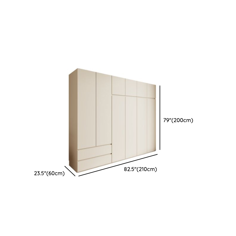 Cream Modern Wood Wardrobe Armoire with Soft Close Drawer and Door, Interior Shelves, and Hanging Rod - image 24