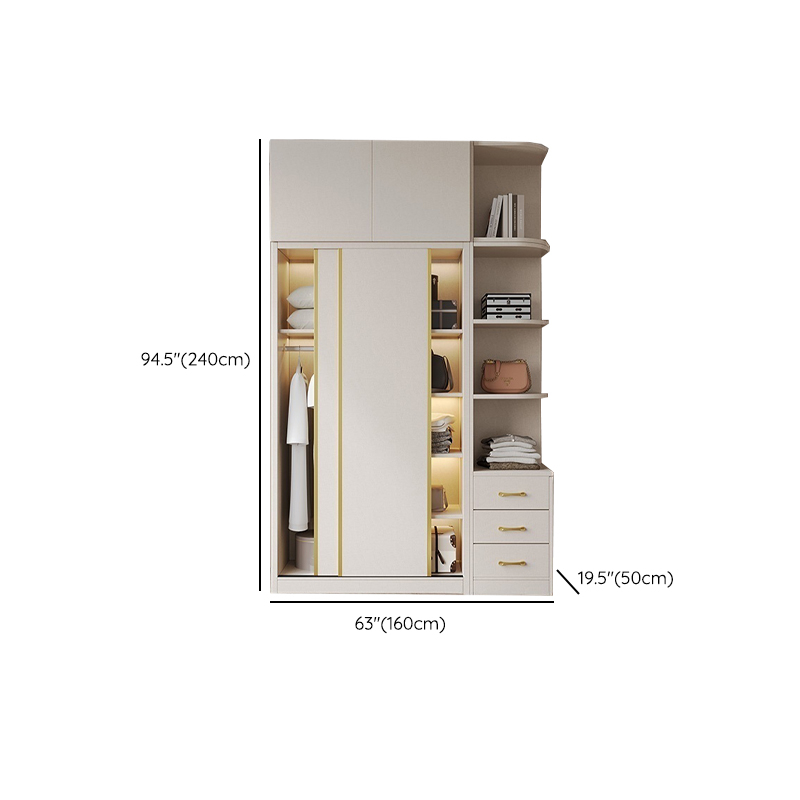 Attractive Modern White Wardrobe Armoire with Clothing Rod & Shelves - image 15
